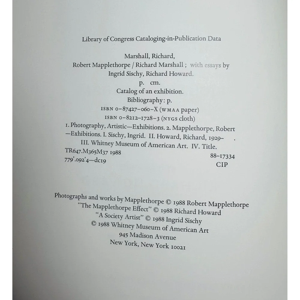 Robert Mapplethorpe Whitney Museum Art Photography Book 1988 Richard Marshall